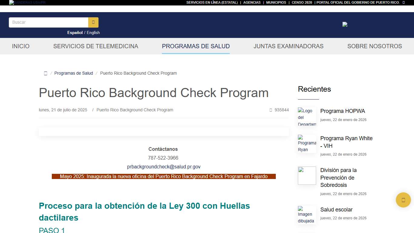 Puerto Rico Background Check Program